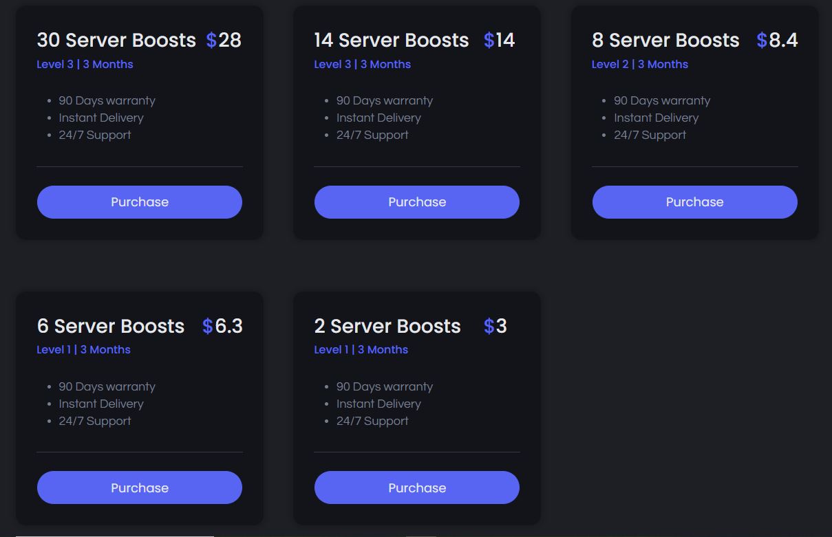 Discord boosts packages